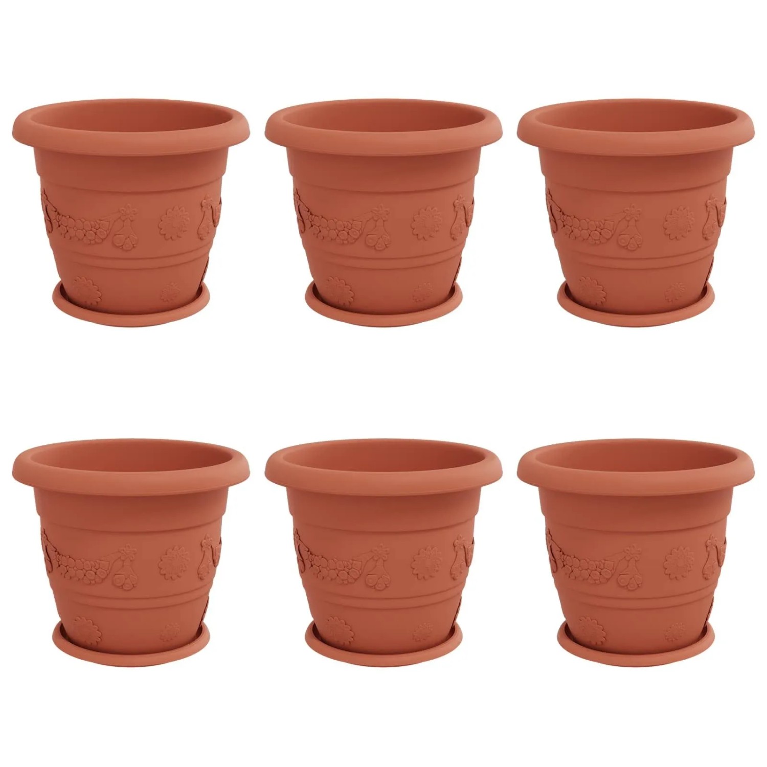 vidaXL Blumentöpfe 6 Stk Ziegelrot Ø 26 x 21,5 cm Kunststoff 3403273