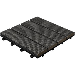 Florco Klickfliese Tex anthrazit, 30x30 cm, 6er Set. Holzfliese mit Textil-Optik für Innen- und Außenbereiche.