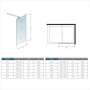 Technische Zeichnung: AICA Walk-In Dusche 70x200cm mit goldenem Stabilisator.
