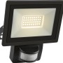 Schwarzer LED Außenstrahler mit Bewegungssensor, 14W, Aluminium.