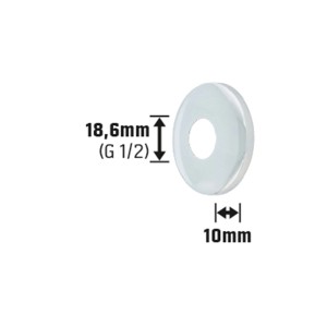 Verchromte Messing-Rosette, 18,6x10 mm, zur Abdeckung von Wanddurchbrüchen.
