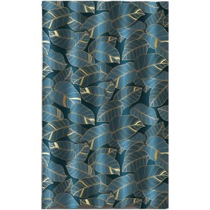 SANILO Duschvorhang Monstera, 180x200 cm, mit blau-goldenen Blättern.