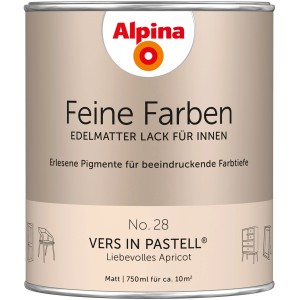 Alpina Feine Farben Lack No. 28, Vers in Pastell Apricot, edelmatt, 750ml Dose.