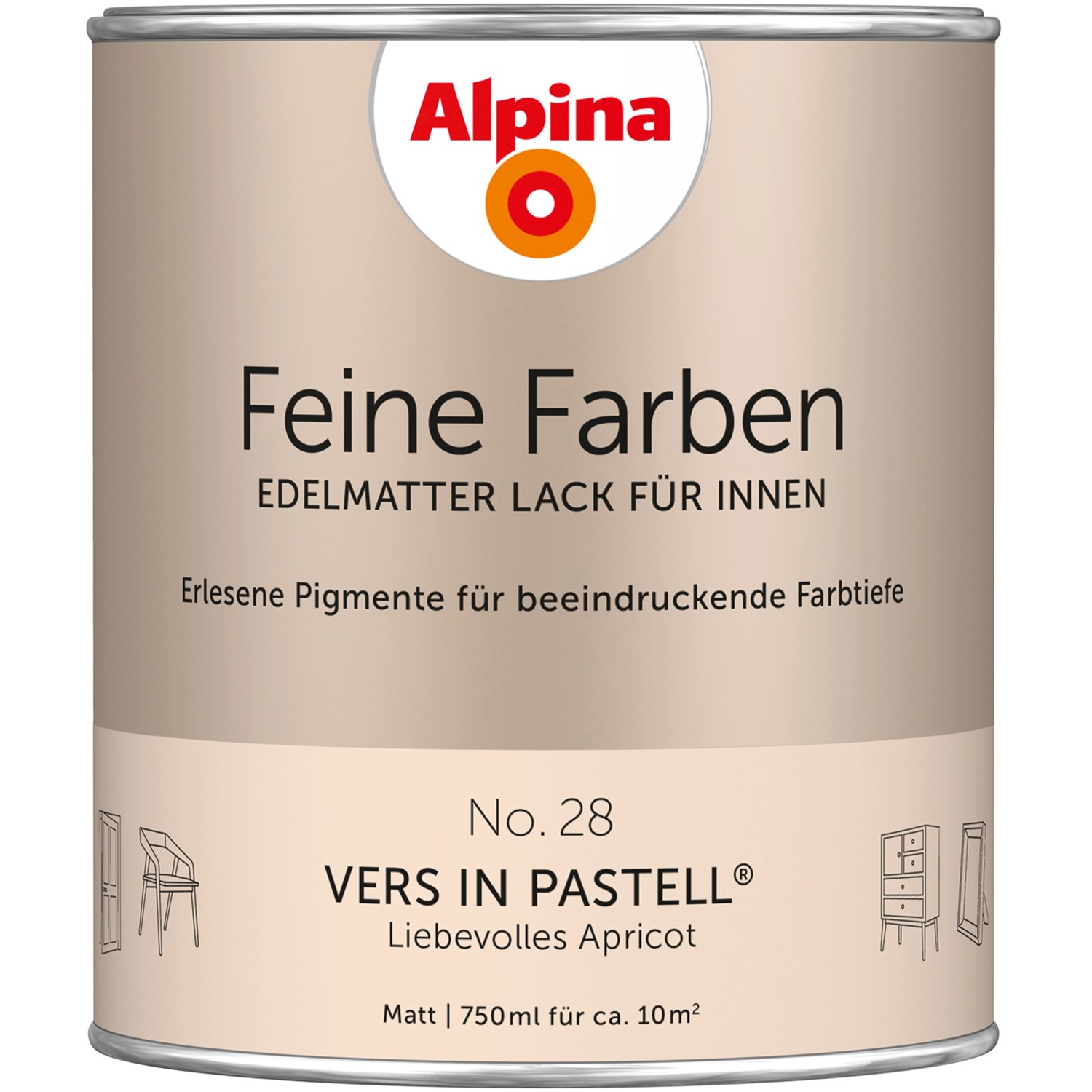 Alpina Feine Farben Lack No. 28  Vers in Pastell®Apricot edelmatt 750 ml