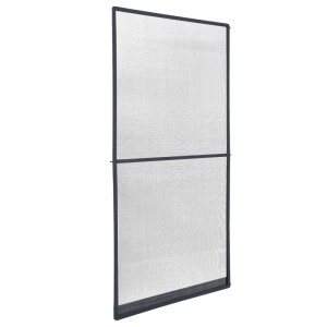 Anthrazitfarbenes Tectake Fliegengitter für Türen, 95x210 cm, mit Aluminiumrahmen und Fiberglasnetz.