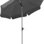 Anthrazitfarbener Schneider Balkonschirm Locarno Ø 150 cm mit Push-Up Mechanik.