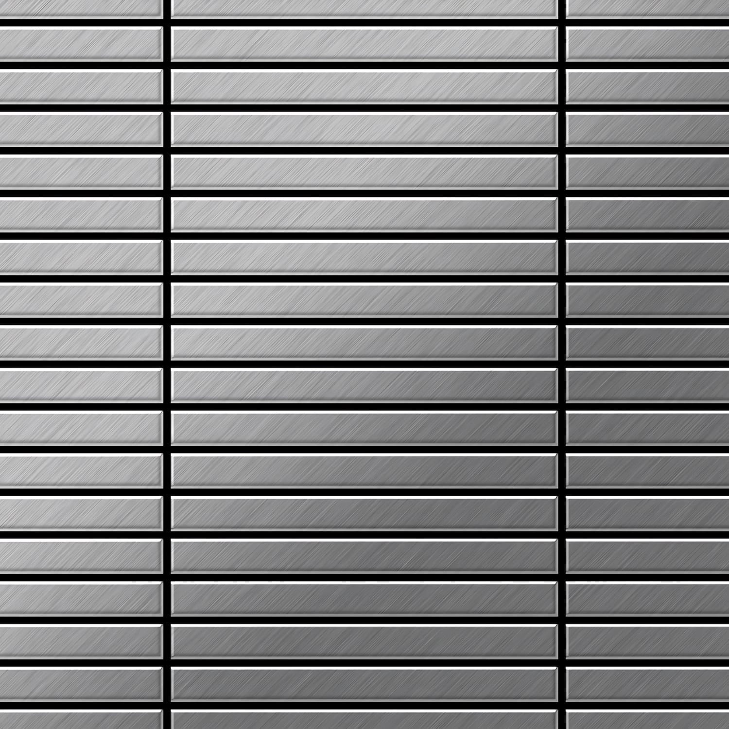 ALLOY Mosaik Fliese Massiv Metall Edelstahl Gebürstet Grau 1,6mm Stark Line günstig online kaufen