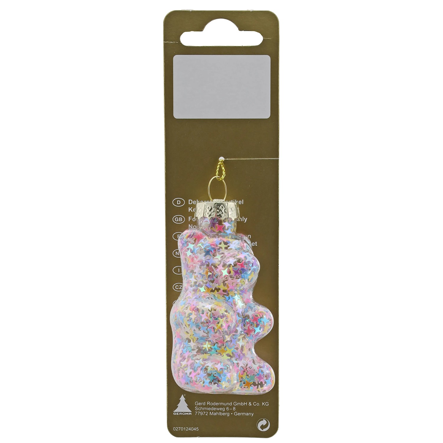 Weihnachts-Deko Bärchen zum Hängen aus Glas 4 cm x 8 cm Bunt