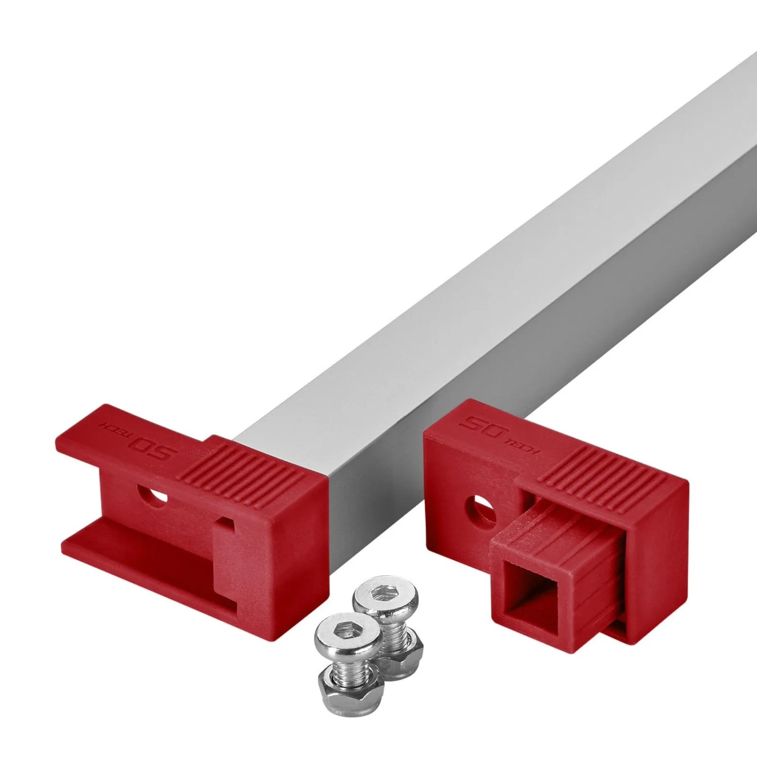 SOTECH VarioSlide Einhandverriegelung für Schubladen Ohne Front Breite 600 mm Alu Eloxiert mit Rotem Adapter für VarioSlide Schwerlastauszug