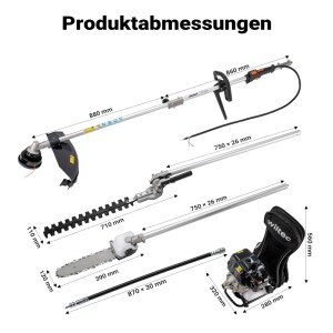 Wiltec 4-In-1 Backpacker Multifunktionsgerät 2-Takt Motor Rucksack Rasentrimmer