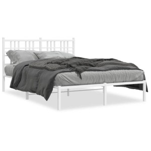 Weißes Metall-Bettgestell vidaXL 120x190 cm mit elegantem Gitter-Kopfteil. Robustes Bett für Schlafzimmer.