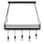 Schwarze Lindby Kirista Pendelleuchte aus Metall, 5-flammig, im Retro-Stil mit Ablagefläche für Wohnzimmer.