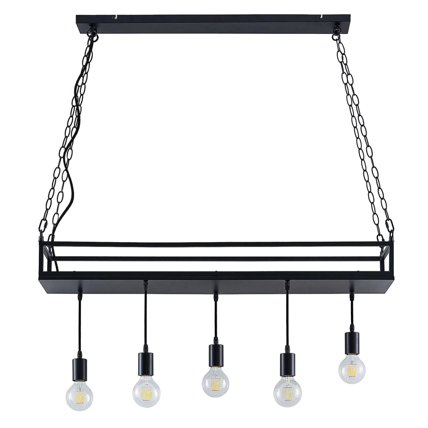 Lindby Pendelleuchte Kirista 9627717 Retro Vintage Antik in Schwarz aus Met günstig online kaufen