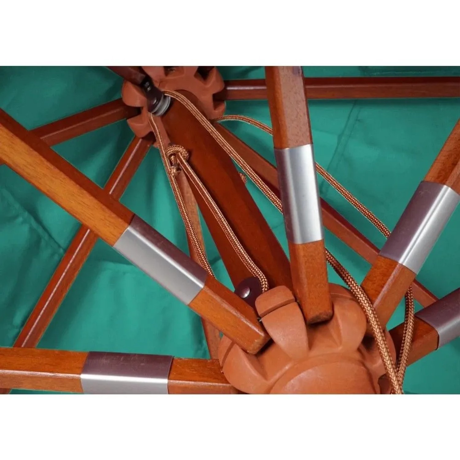 MCW Gastronomie Holz-Sonnenschirm C57 Eckig 3x3m Blau-grün_5