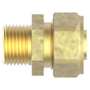 Kirchhoff Übergangsstück 26 mm x 26,4 mm (3/4 AG) Klemmfitting aus Messing, blank für MSVR-Rohr.