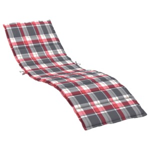 Rote Sonnenliegen-Auflage mit Karomuster aus Oxford-Gewebe. Bequemes Sitzkissen für Garten & Terrasse.