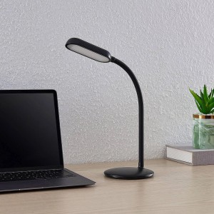 Schwarze LED Tischlampe Opira mit USB-Anschluss, dimmbar für Arbeitszimmer.