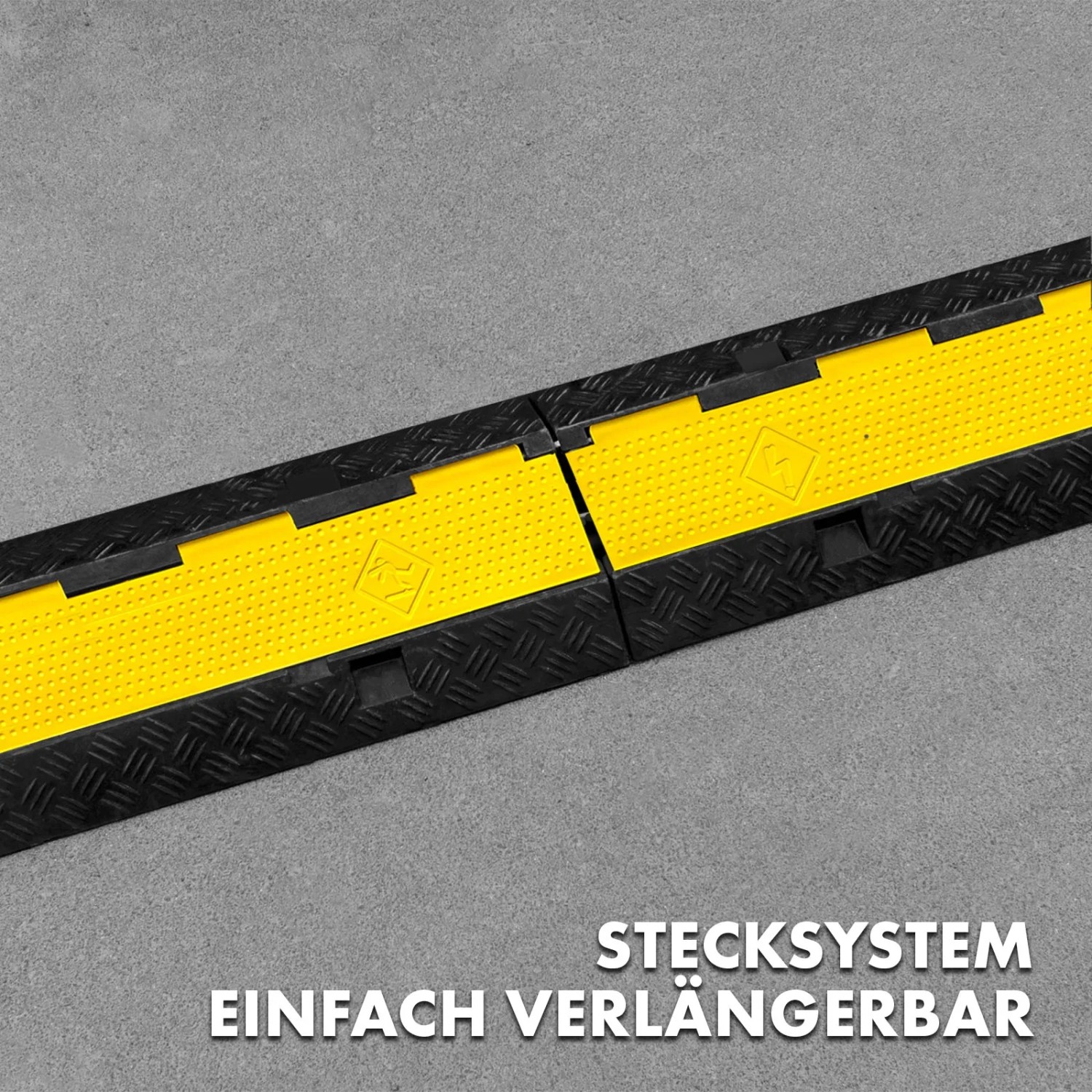 KARAT Kabelbrücke Peak, schwarz-gelb, mit Stecksystem für flexible Kabelführung.