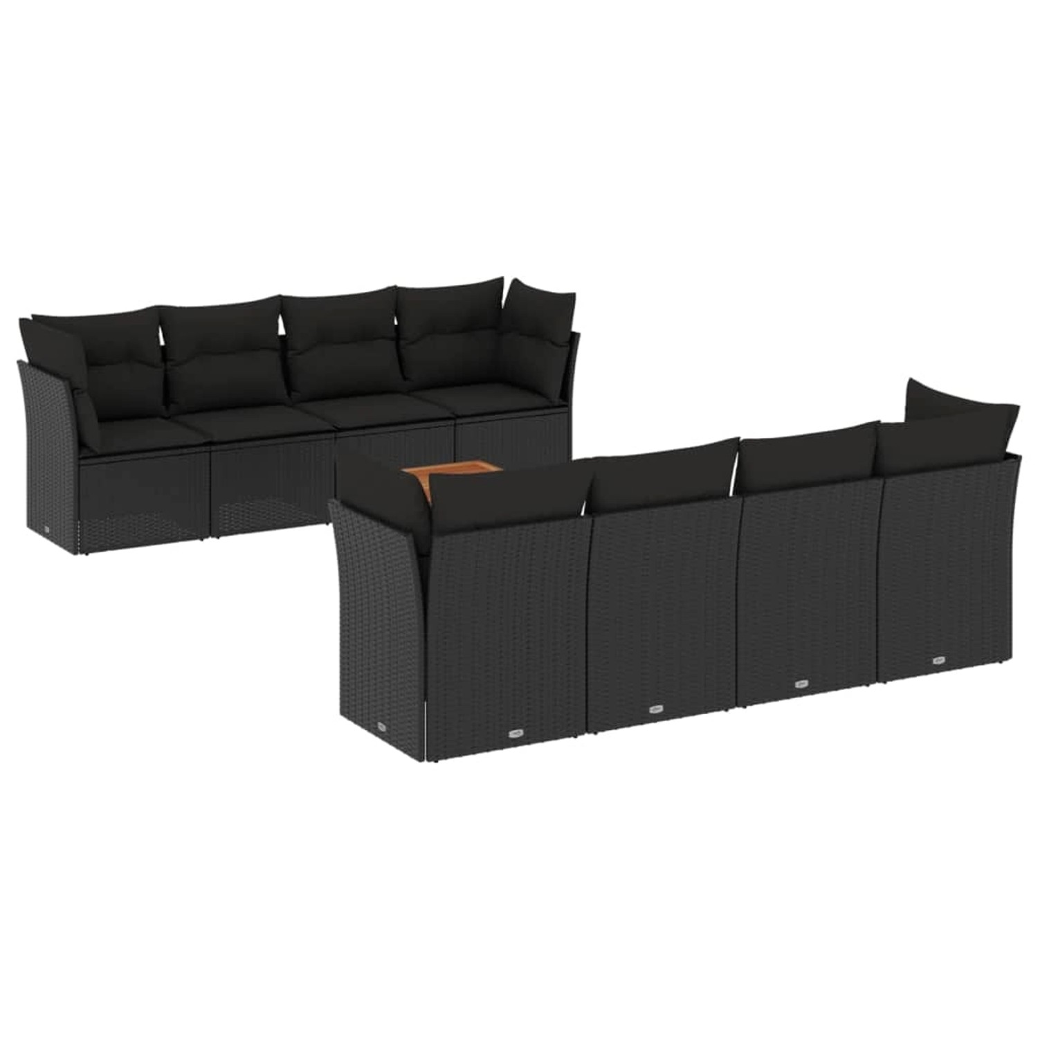 vidaXL 9-Tlg Garten-Sofagarnitur mit Kissen Schwarz Poly Rattan 3255852 günstig online kaufen