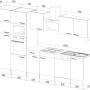 Respekta Küchenzeile 340 cm, Weiß Seidenglanz/Eiche York Dekor, ohne Geräte. Umfasst Ober-, Unter- und Hochschränke.