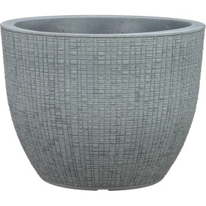 Scheurich Pflanzgefäß Barceo, Ø 29 cm, Stony Grey, Kunststoff Blumentopf mit Rindenstruktur für Innen & Außen.