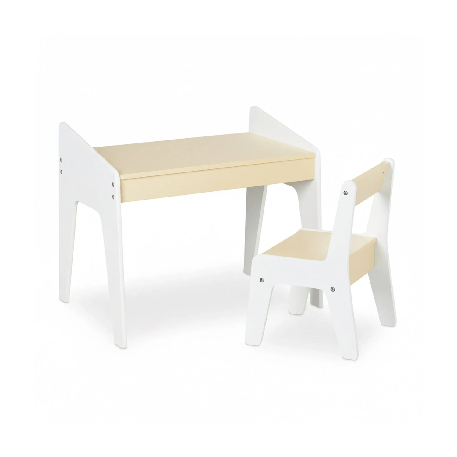 Relaxdays Kindersitzgruppe mit Stuhl MDF Beige Weiß Leicht 51 x 60,5 x 37,5 cm 6,3 kg