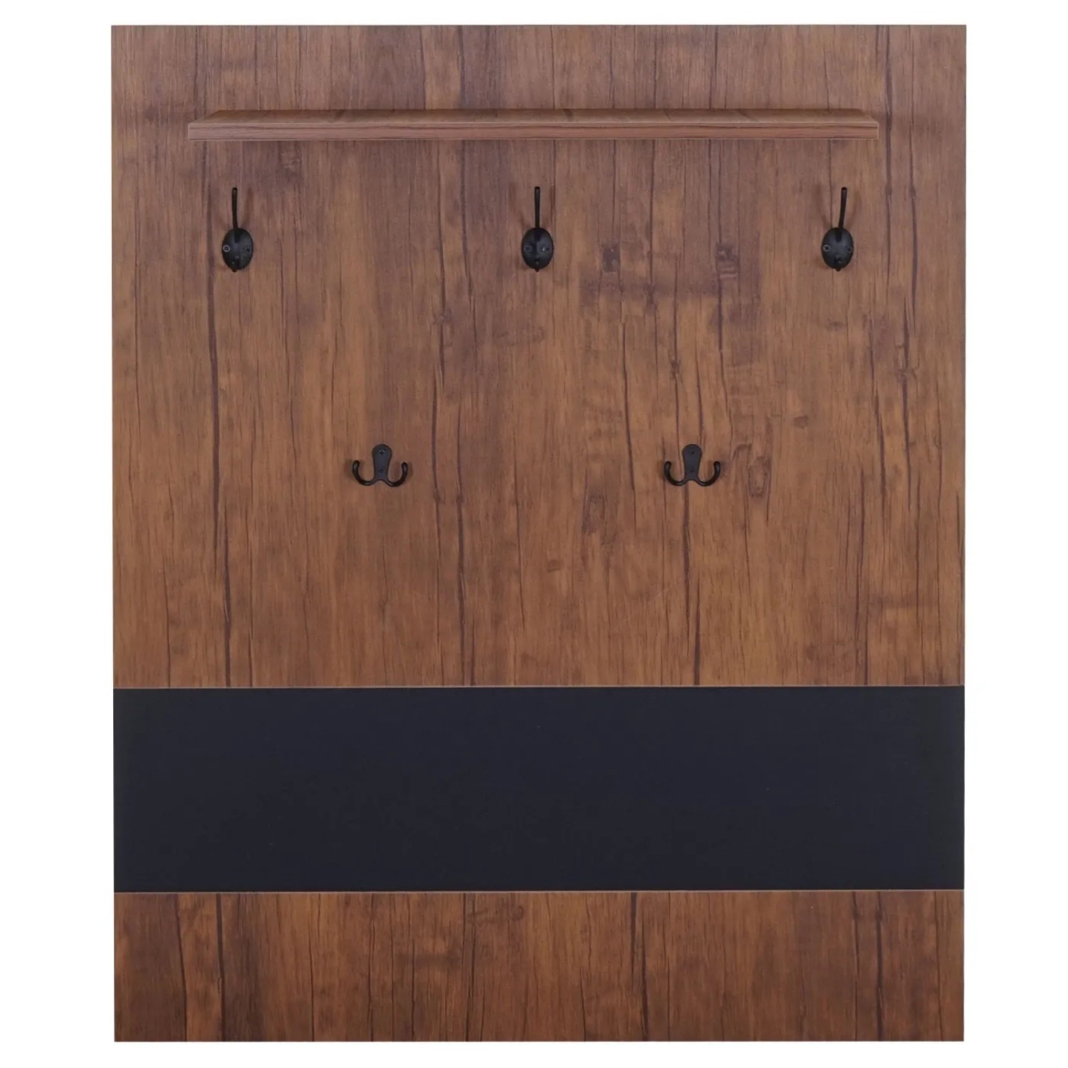 MCW Wandgarderobe A27 mit 5 Haken und Hutablage, Holzoptik. Garderobenpaneel für Flur und Eingangsbereich.