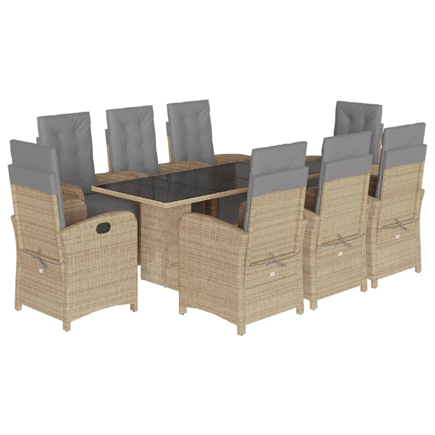 vidaXL 9-Tlg Garten-Essgruppe mit Kissen Beige Poly Rattan 3212497 günstig online kaufen