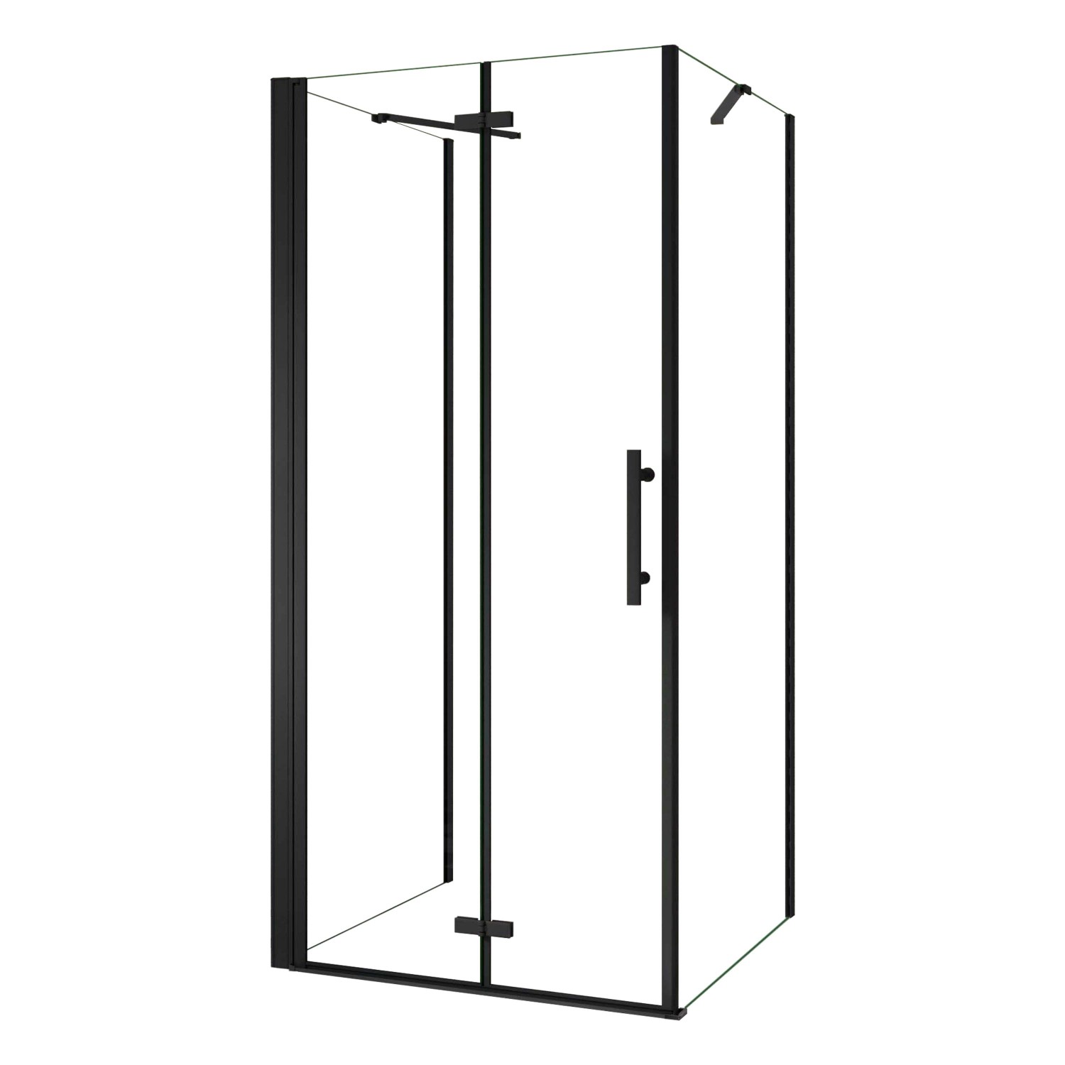 AICA U-Duschkabine Schwarz Falttür 100x195cm Duschkabine Duschtür Drehtür mit 2x Seitenwand 80x195cm