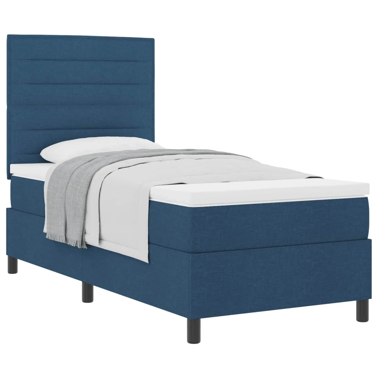 vidaXL Boxspringbett mit Matratze mit Kopfteil Blau 90 x 200 cm Stoff 3339286