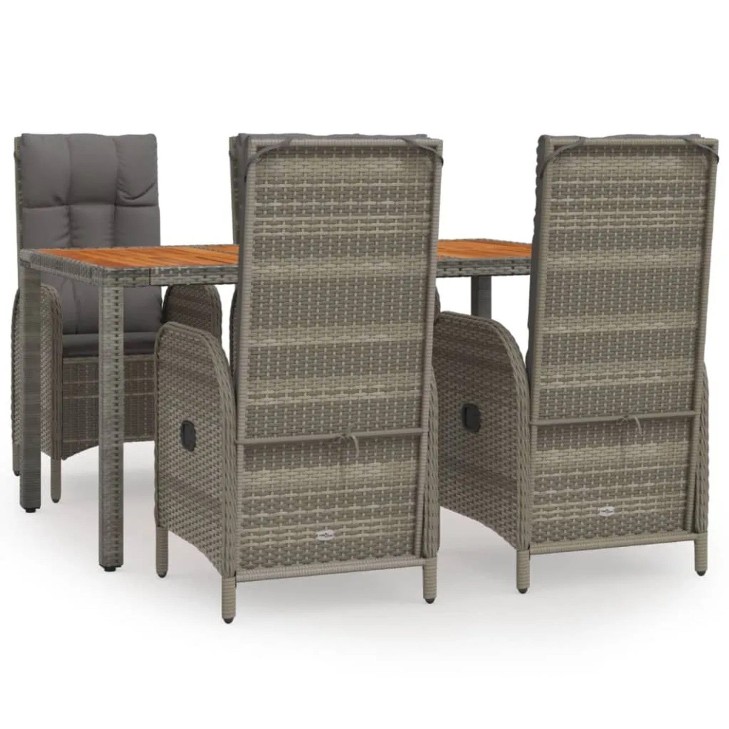 vidaXL 5-Tlg Garten-Essgruppe mit Kissen Grau Poly Rattan 3185040