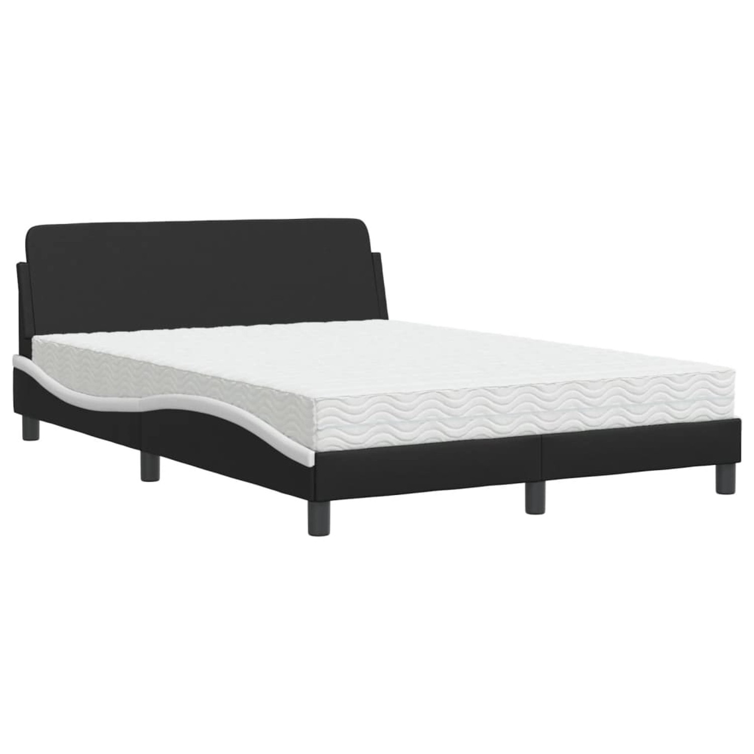 vidaXL Bett mit Matratze Dover Schwarz und Weiß 120x200 cm Kunstleder 3208382