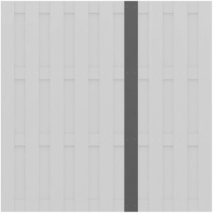 Anthrazitfarbener Sichtschutzzaun Jumbo WPC mit senkrechten Lamellen.