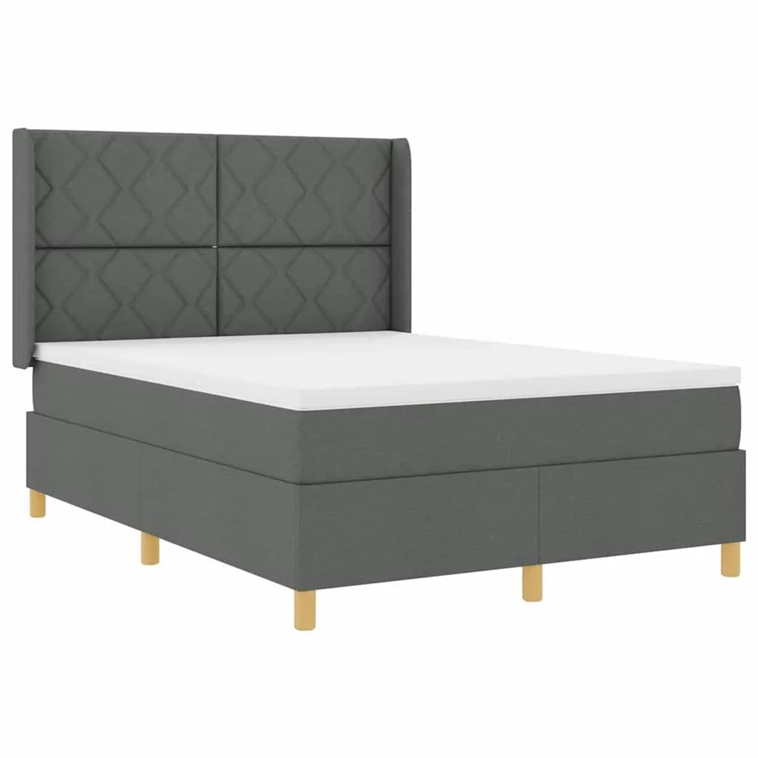 vidaXL Boxspringbett mit Matratze Dunkelgrau 140 x 190 cm Stoff 3341890