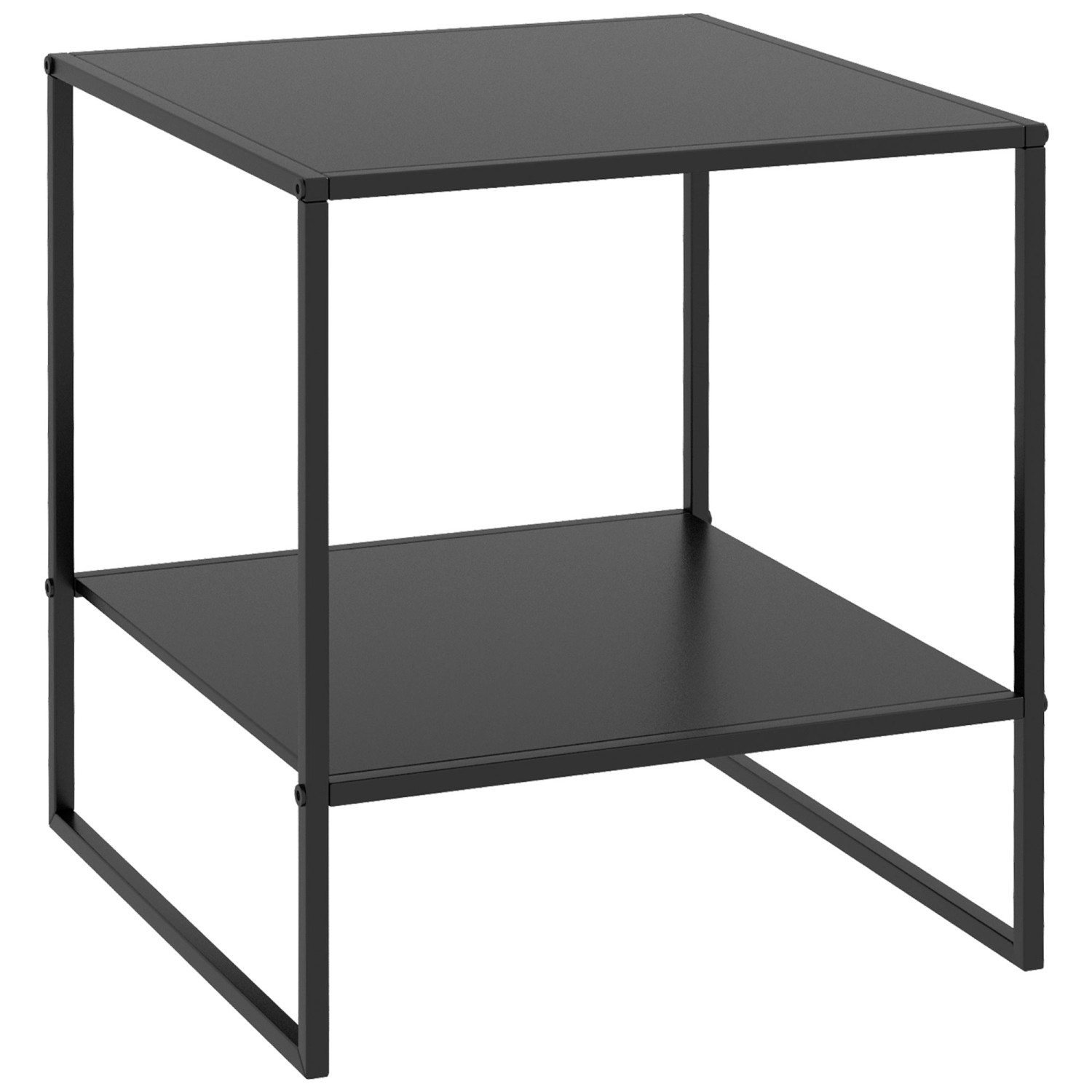 HOMCOM Beistelltisch mit Ablage Stahlrahmen Schwarz 40 x 40 x 45 cm günstig online kaufen