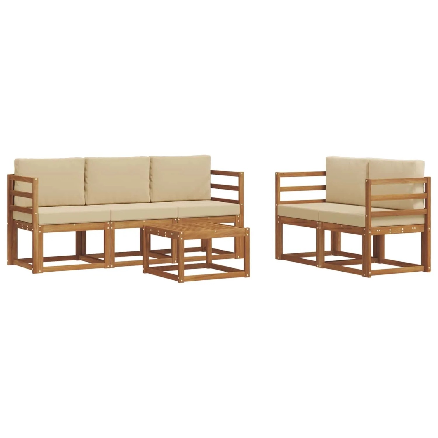 vidaXL Outdoor-Sofagarnitur mit Kissen 6 Stk Natur und Beige 3365996