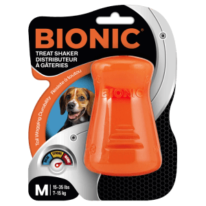 Bionic Treat Shaker M, oranges Hundespielzeug zum Befüllen mit Leckerlis.