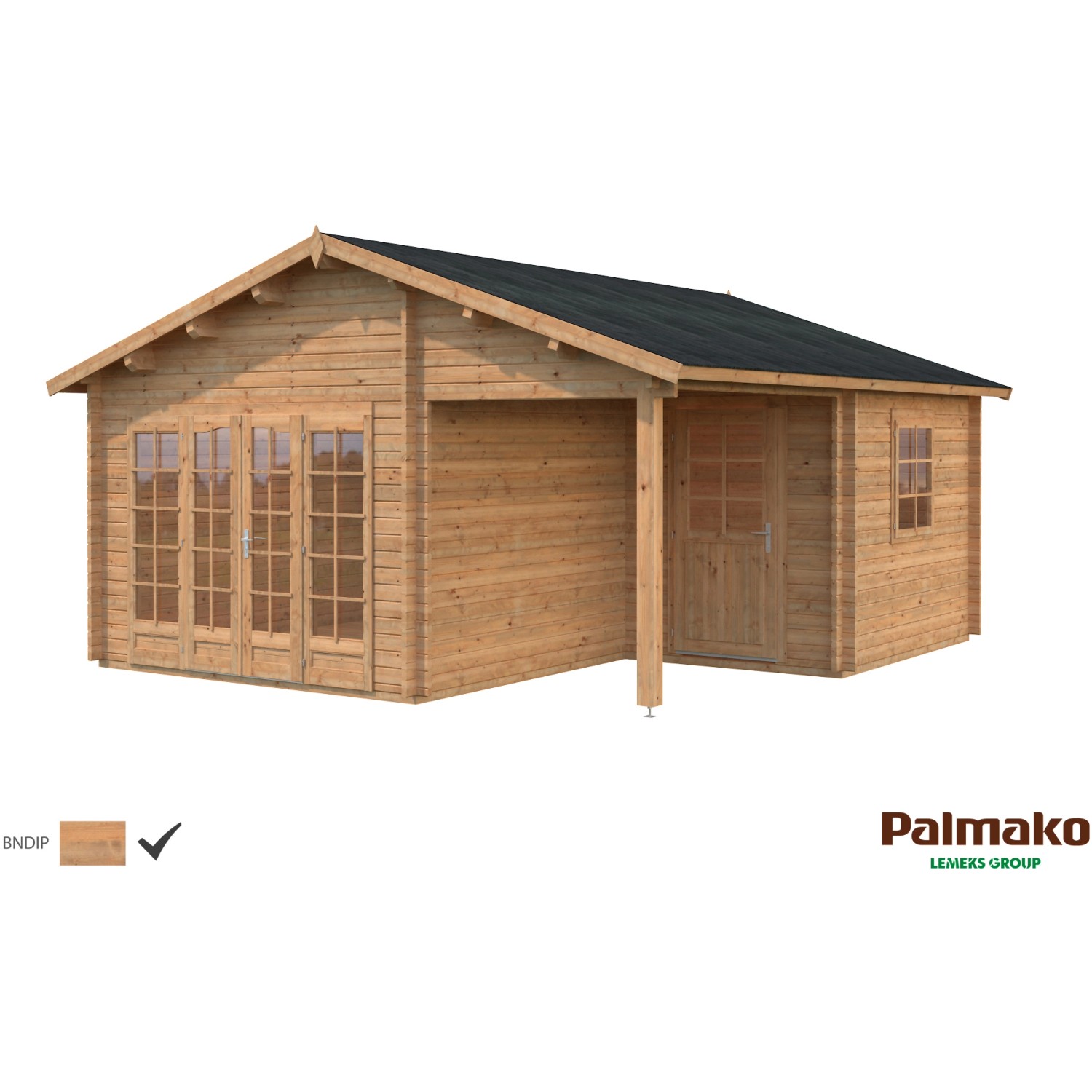 Palmako Irene Holz-Gartenhaus/Gerätehaus Braun Satteldach Tauchgrundiert 530 cm x 550 cm