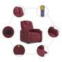 Elektrischer Massagesessel mit Aufstehhilfe, weinrot, Stoff, mit Getränkehalter und Fernbedienung.