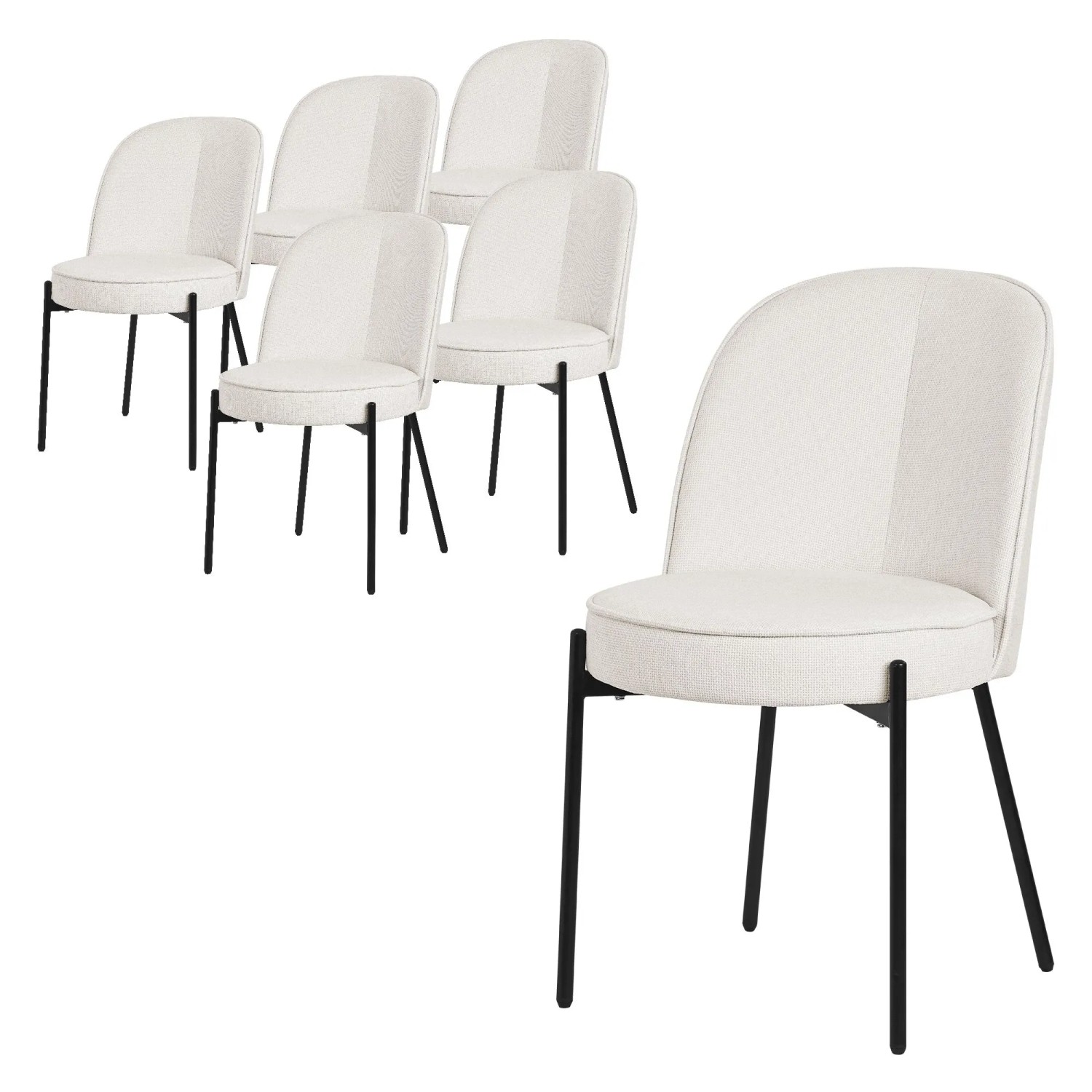 ML-Design Esszimmerstühle 6Er Set Beige mit Metallbeine und Stoffbezug
