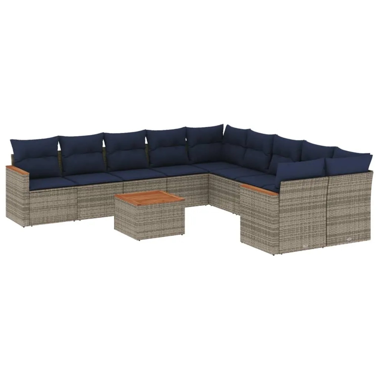 vidaXL 11-Tlg Gartensofa-Set mit Kissen Grau Polyrattan 3226362 günstig online kaufen