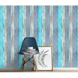 Erismann Vliestapete Imitations 2 Holz Blau, maritime Holzoptik für Wandgestaltung.