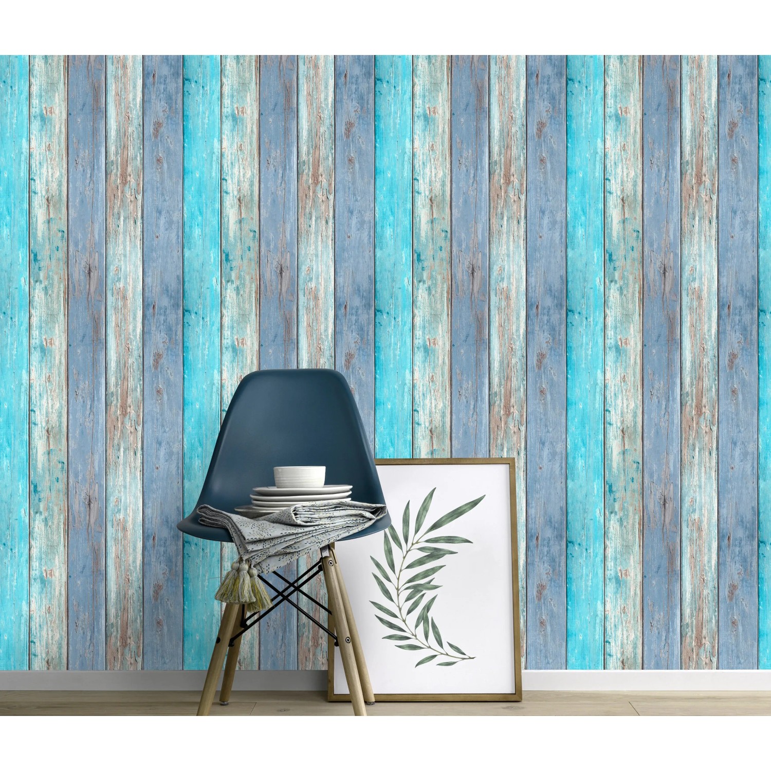 Erismann Vliestapete Imitations 2 Holz Blau, maritime Holzoptik für Wandgestaltung.