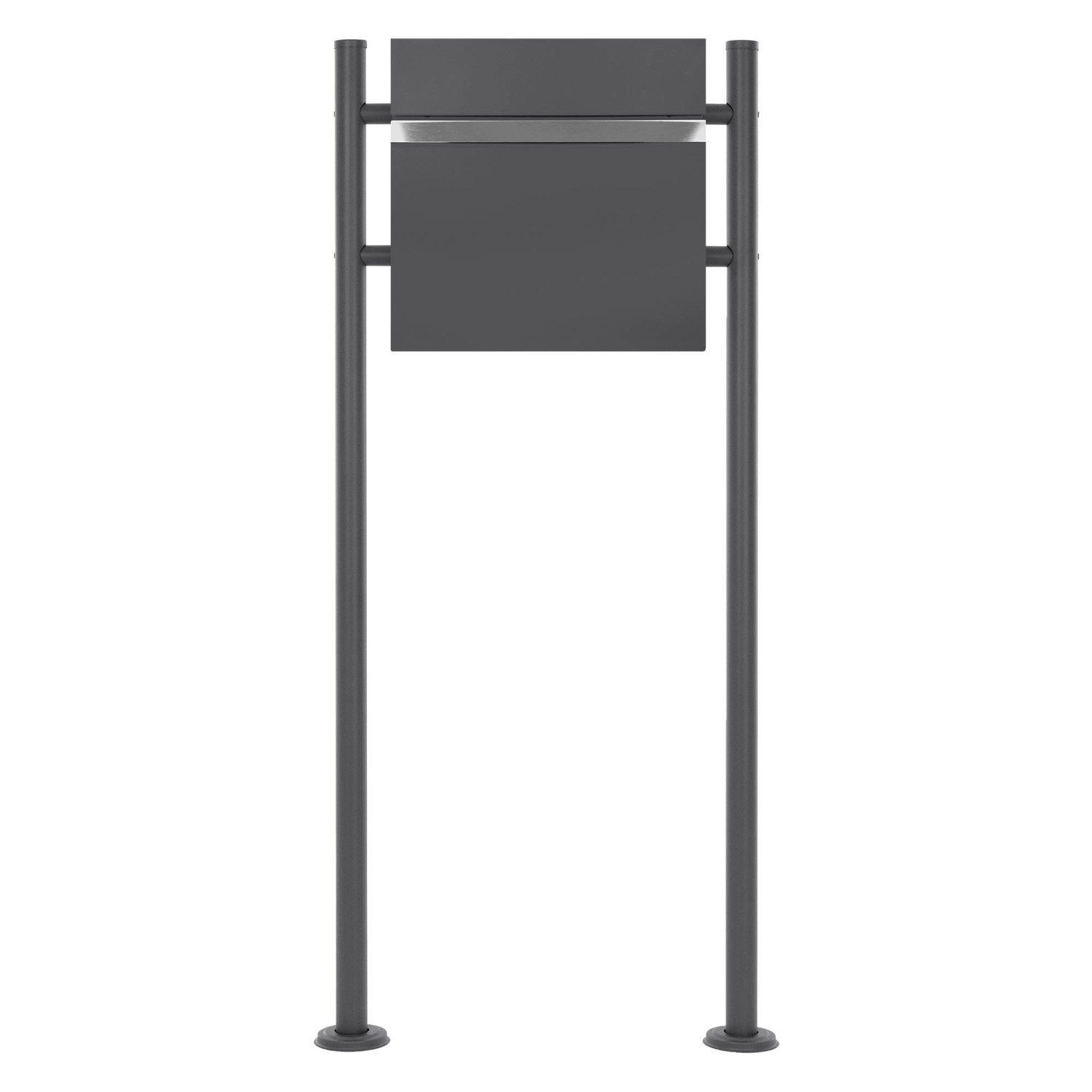 ECD Germany Standbriefkasten Weiß mit Zeitungsfach mit Ständer Anthrazit 120cm