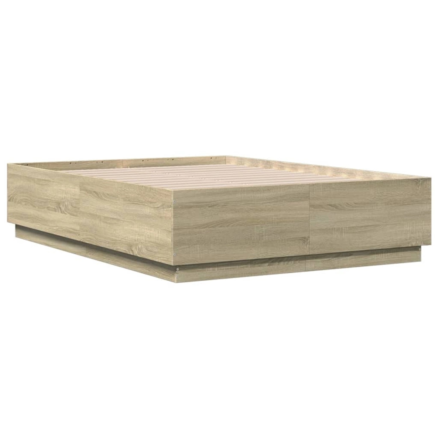 vidaXL Bettgestell mit LED Sonoma-Eiche 135x190 cm Holzwerkstoff 3209648 günstig online kaufen