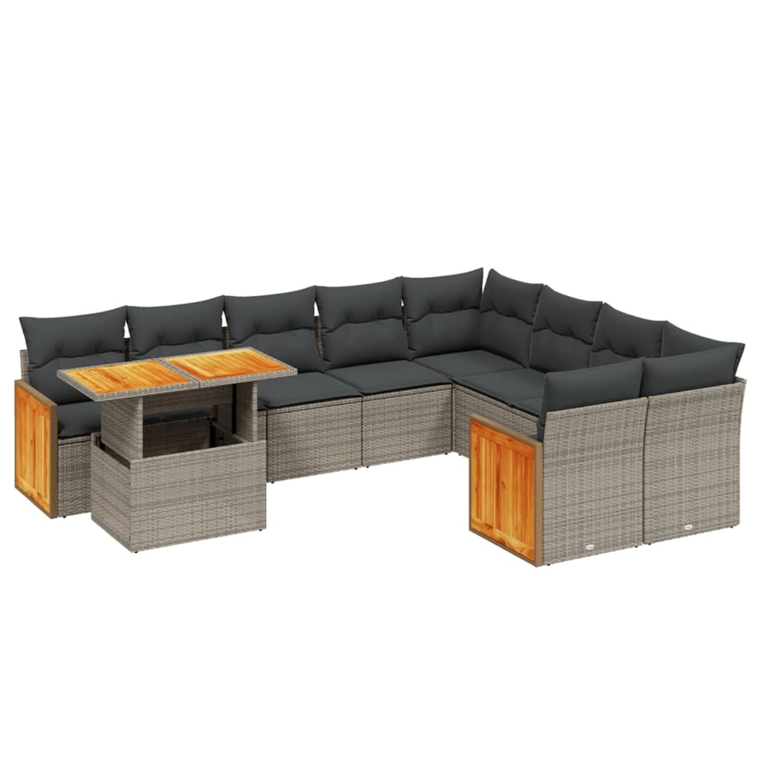 vidaXL 10-Tlg Garten-Sofagarnitur mit Kissen Grau Poly Rattan 3274126 günstig online kaufen