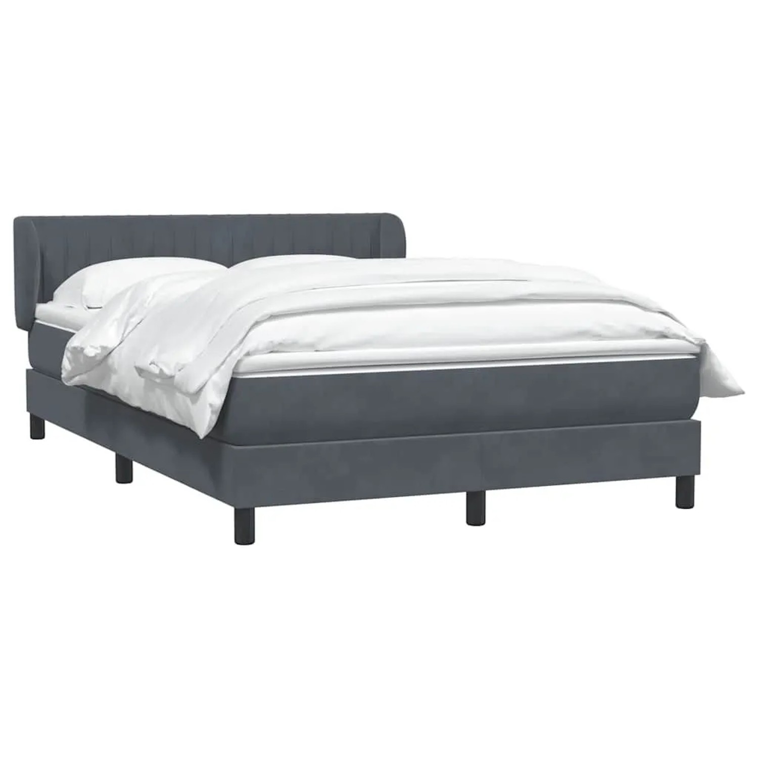 vidaXL Boxspringbett mit Matratze Dunkelgrau 160x210 cm Samt 3317698