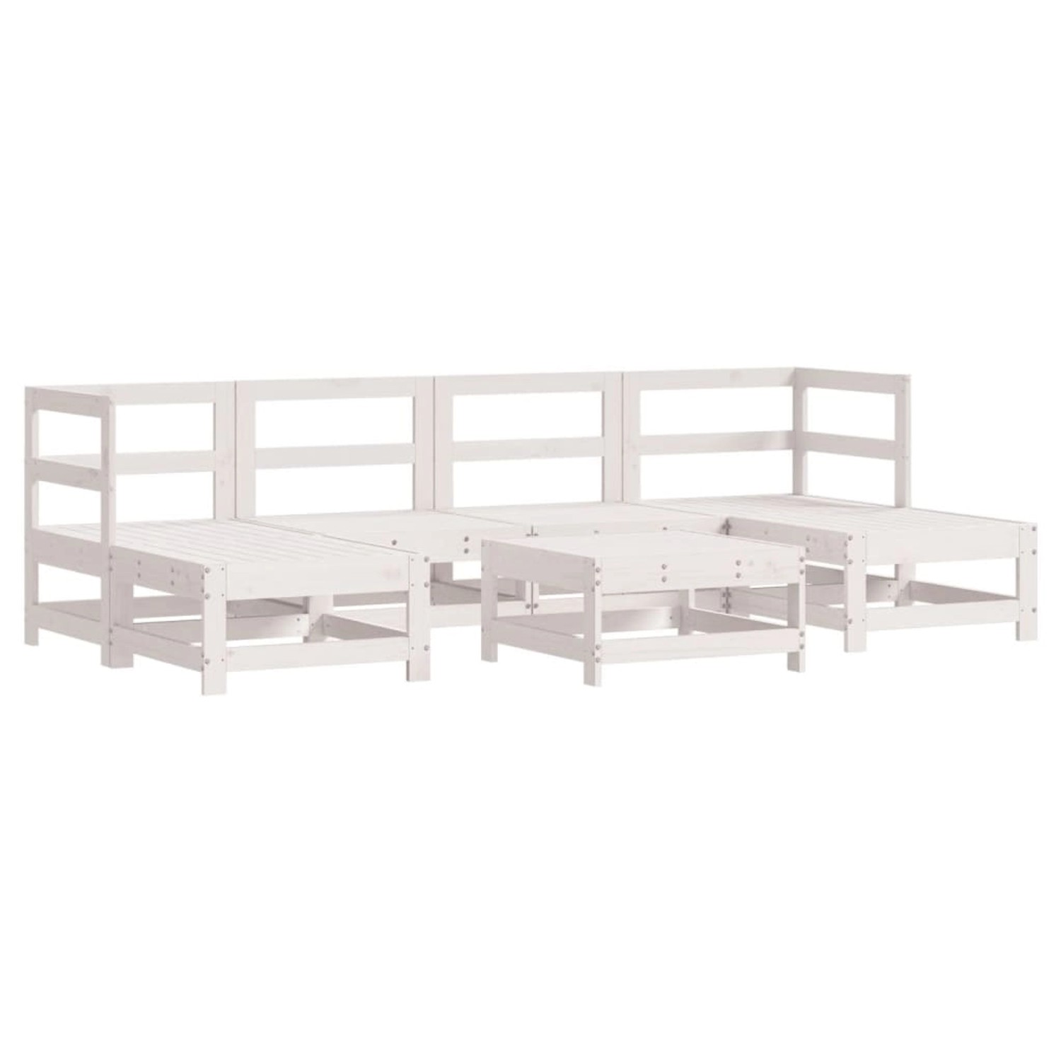 vidaXL 7-Tlg Garten-Lounge-Set Weiß Massivholz Kiefer 3186362