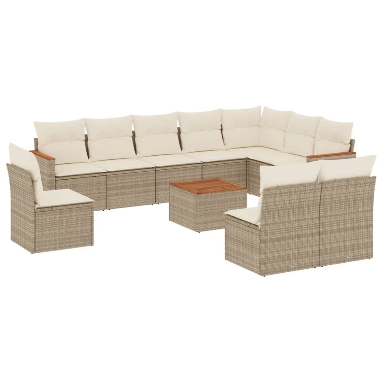 vidaXL 11-Tlg Garten-Sofagarnitur mit Kissen Beige Poly Rattan 3258481