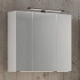 Weißer Held Möbel 3D-Spiegelschrank Rom, 70 cm breit, mit LED-Aufsatzleuchte. Badezimmerschrank.